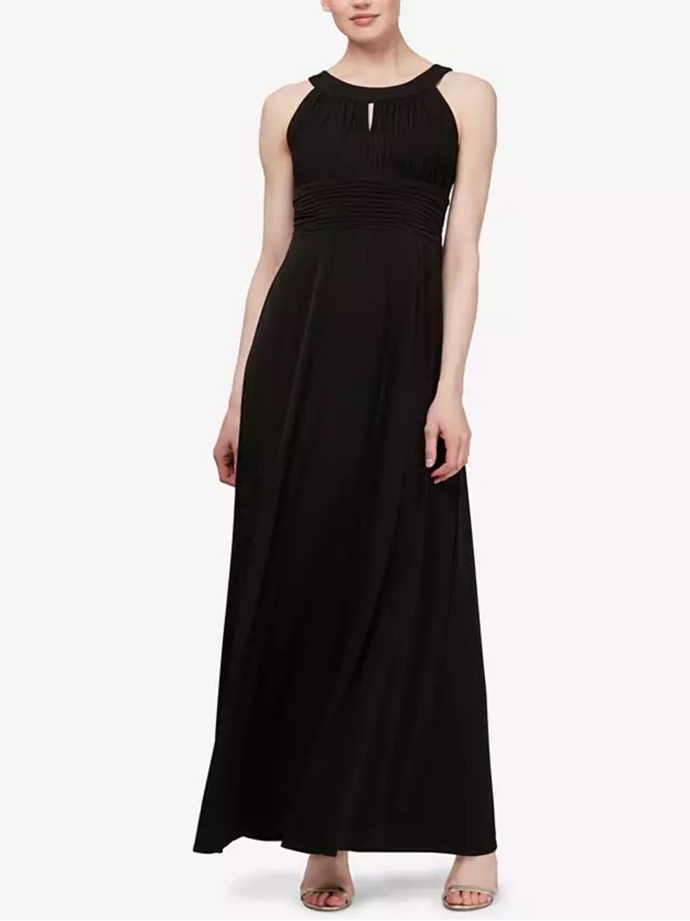 Signature by Sangria Black Pleated Midi Dress